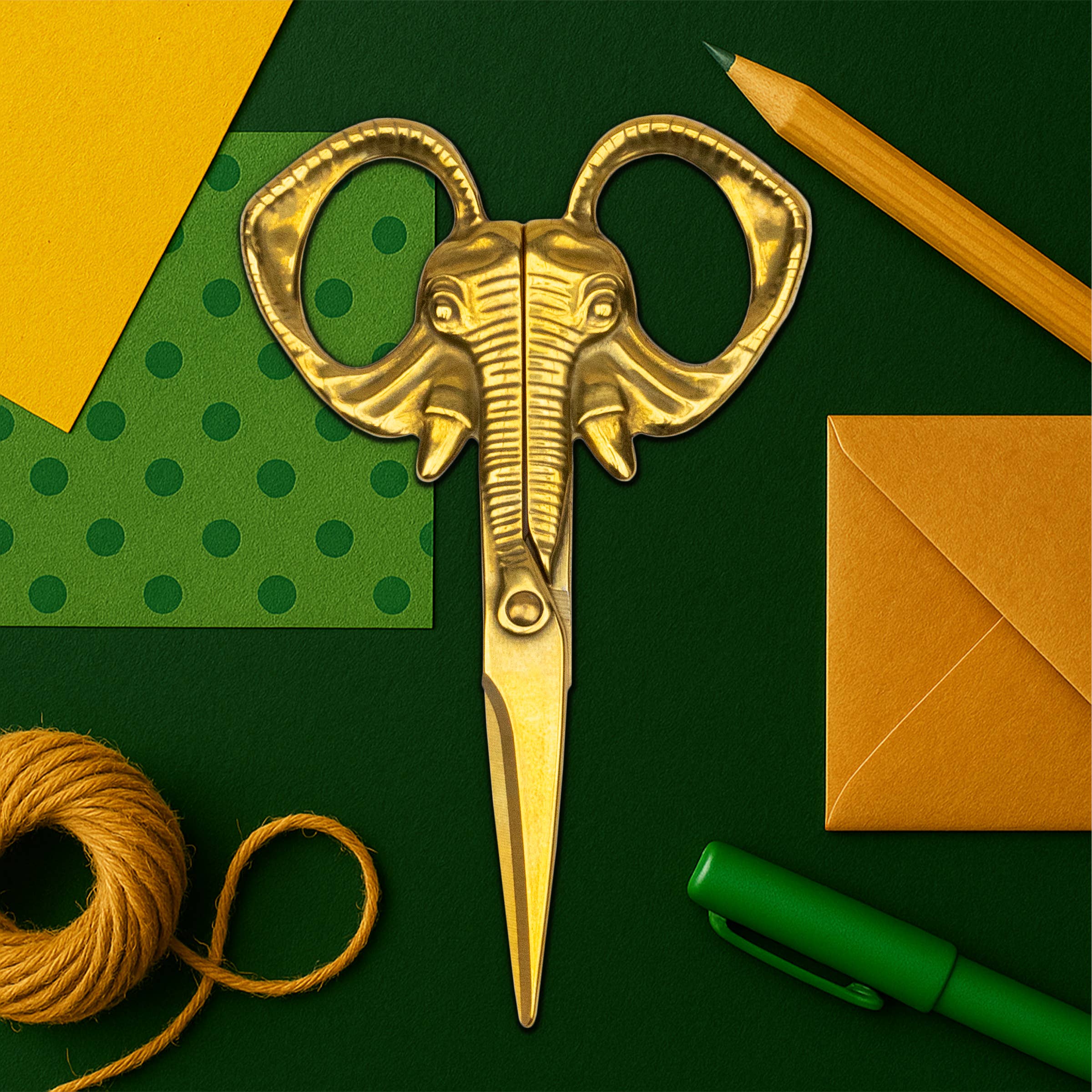 Jumbo Elephant Scissors – Brass Finish – Knitting is Metal