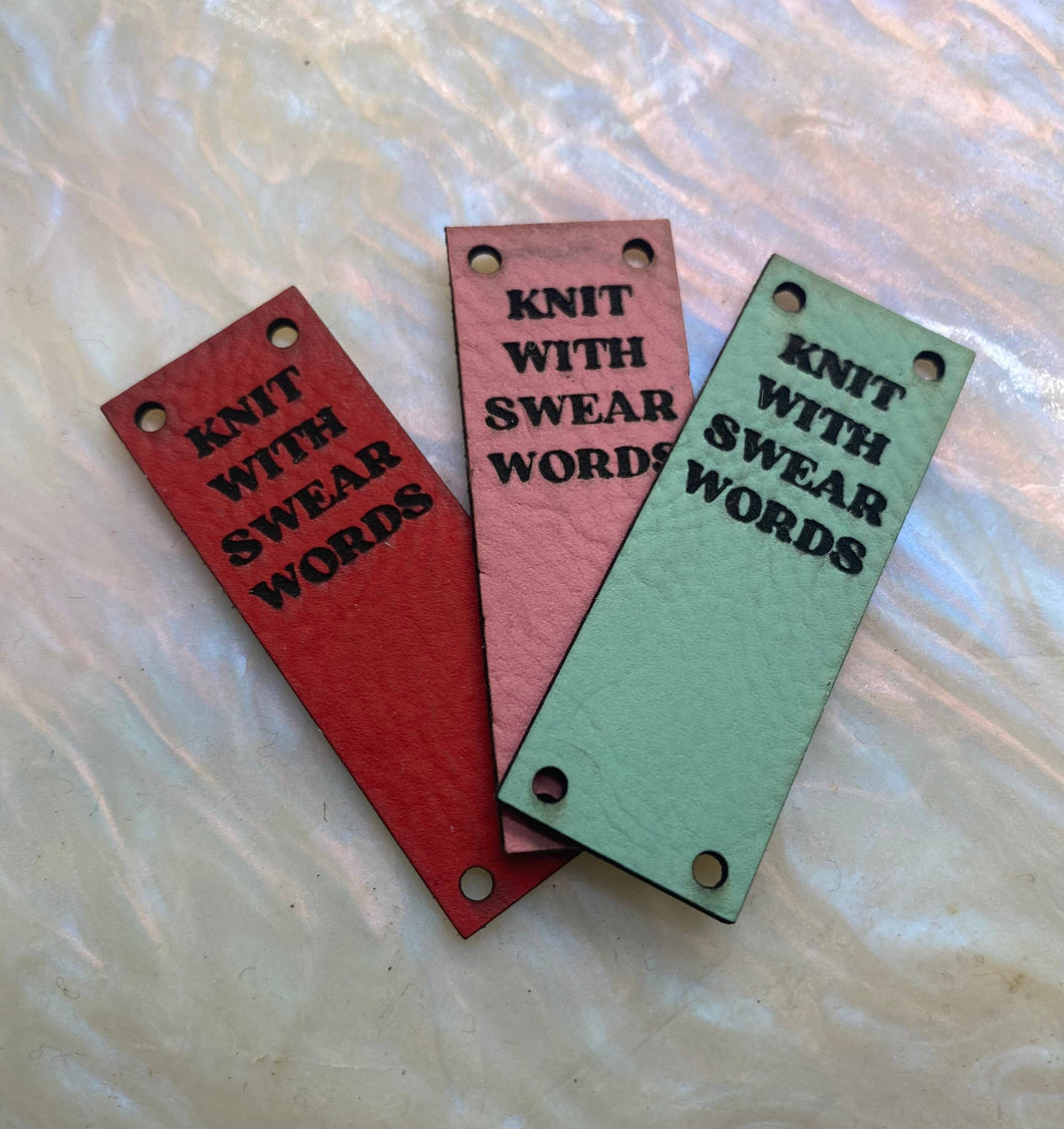 KNIT WITH SWEAR WORDS Leather Label
