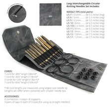 Load image into Gallery viewer, LYKKE Driftwood Long 5.5&quot; - 7.5&quot; Interchangeable Needle Set (US 7 - 17)
