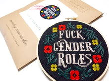 Load image into Gallery viewer, Fuck Gender Roles Cross Stitch Kit
