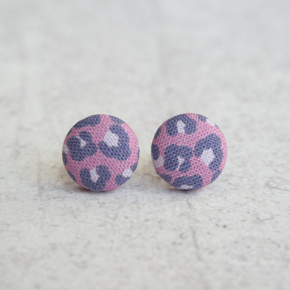 Purple Leopard Fabric Earrings