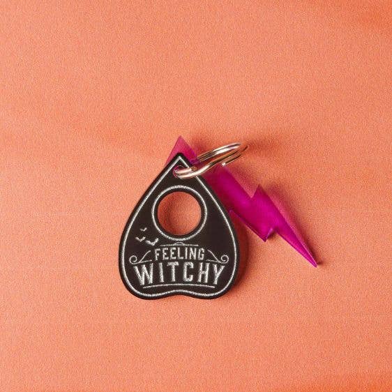 Ouija Planchette, Feeling Witchy Keychain: Opaque Black