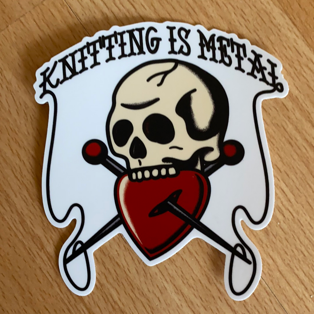 Knit or Die tattoo sticker