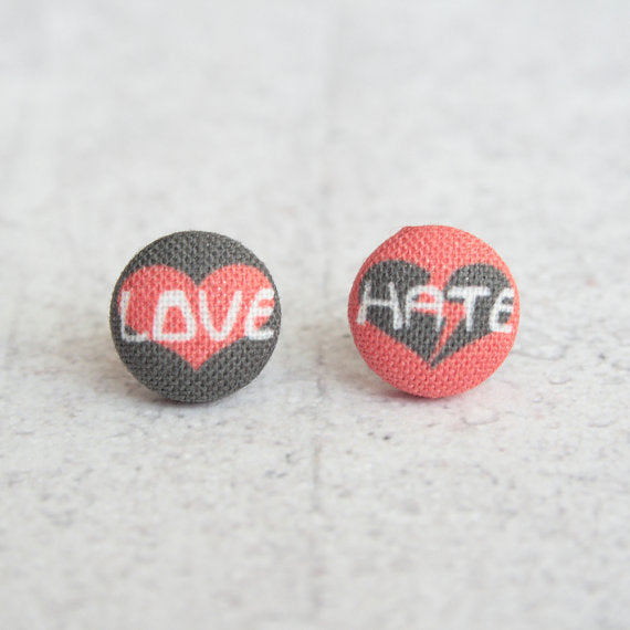 Love Hate Fabric Earrings
